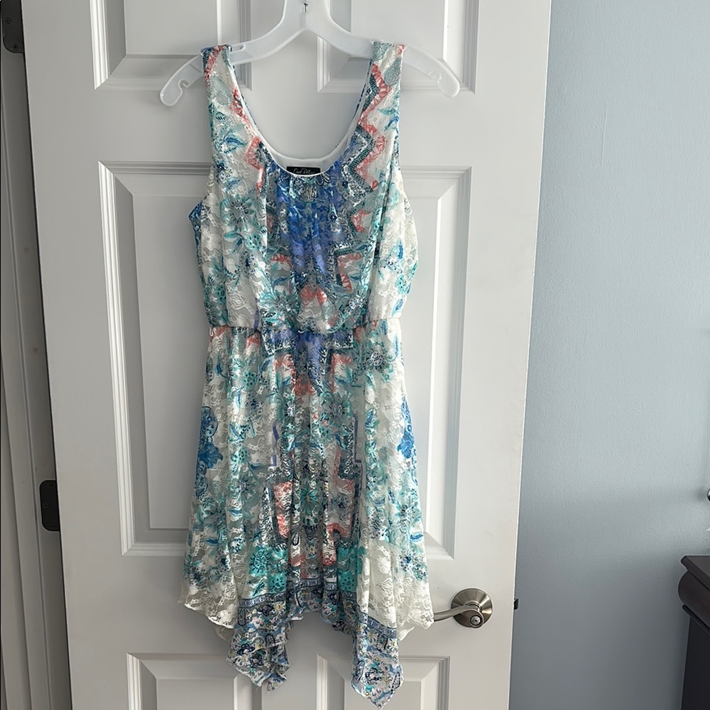 Love Reign Blue and White Patterned Dress